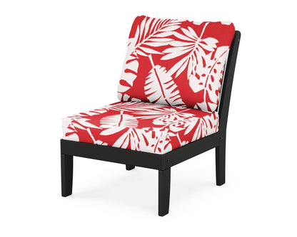 POLYWOOD® Braxton Modular Armless Chair in Black / Leaf Crimson