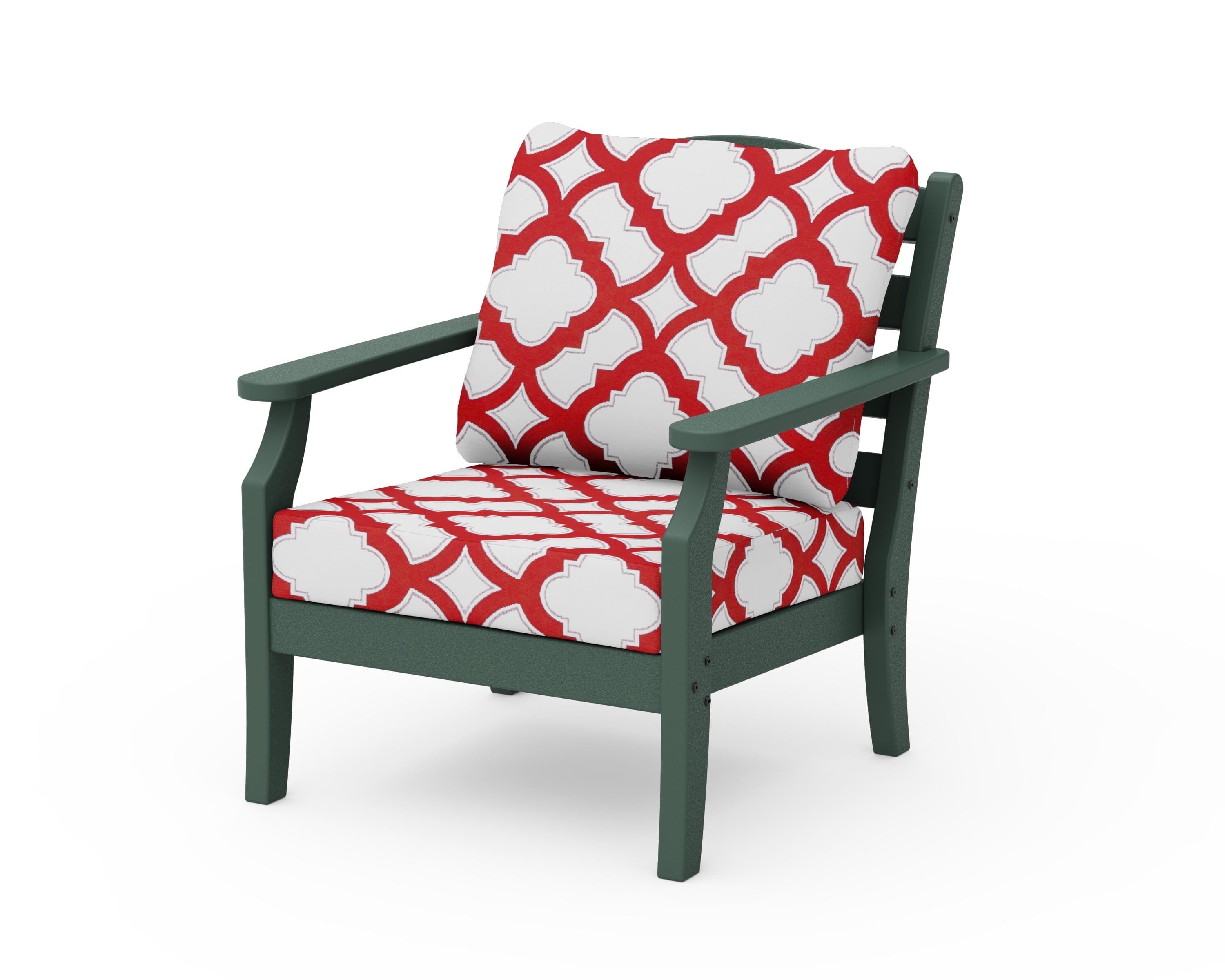 Draper James™ by  POLYWOOD® Savannah Deep Seating Chair in Green / Trellis Crimson