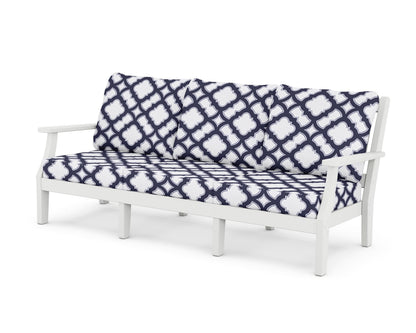 Martha Stewart by POLYWOOD® Chinoiserie Deep Seating Sofa in White / Trellis Navy