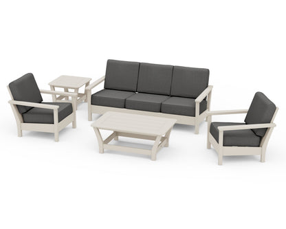 POLYWOOD® Harbour 5-Piece Deep Seating Set in Sand / Spectrum Carbon