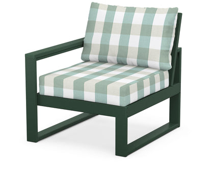 POLYWOOD® EDGE Modular Left Arm Chair in Green / Buffalo Plaid Glacier Spa