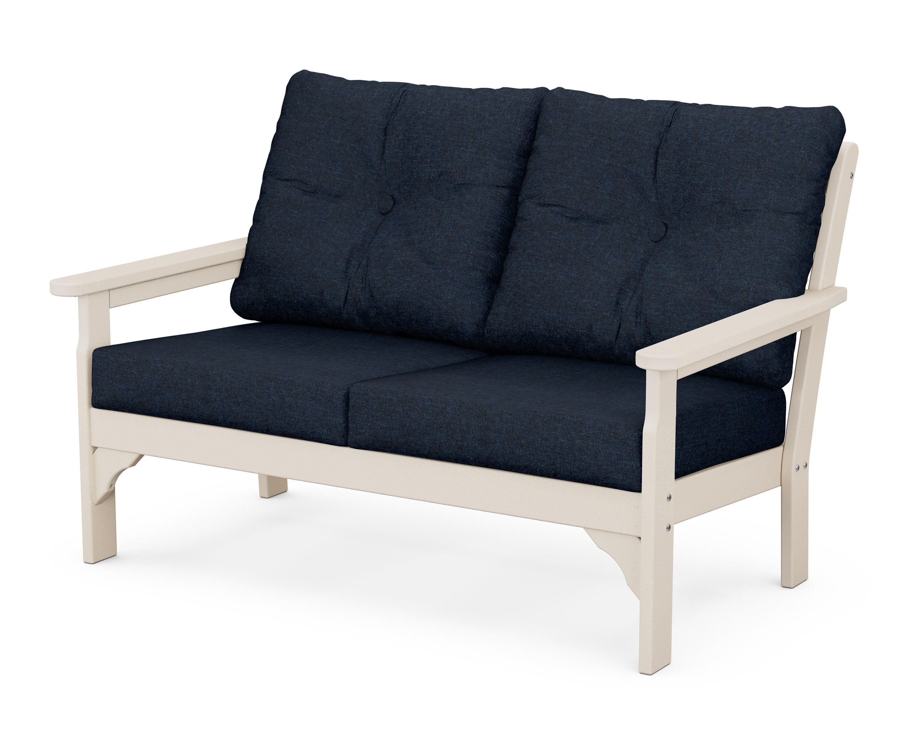 POLYWOOD® Vineyard Deep Seating Loveseat in Sand / Marine Indigo