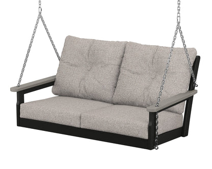 POLYWOOD® Vineyard Deep Seating Swing in Black / Driftwood / Weathered Tweed