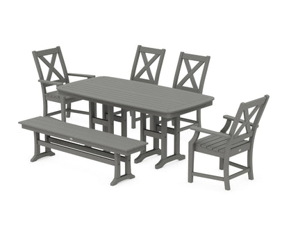 POLYWOOD® Braxton 6-Piece Dining Set with Bench in Slate Grey