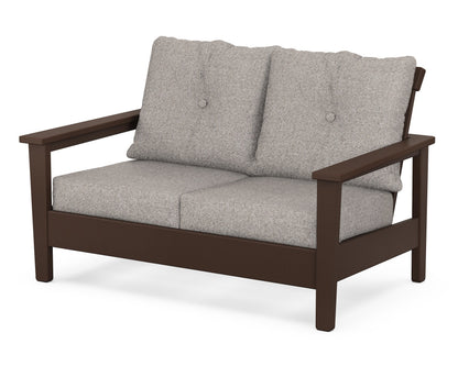 POLYWOOD® Prescott Deep Seating Loveseat in Mahogany / Weathered Tweed