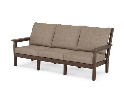 POLYWOOD® Chippendale Deep Seating Sofa in Mahogany / Spiced Burlap