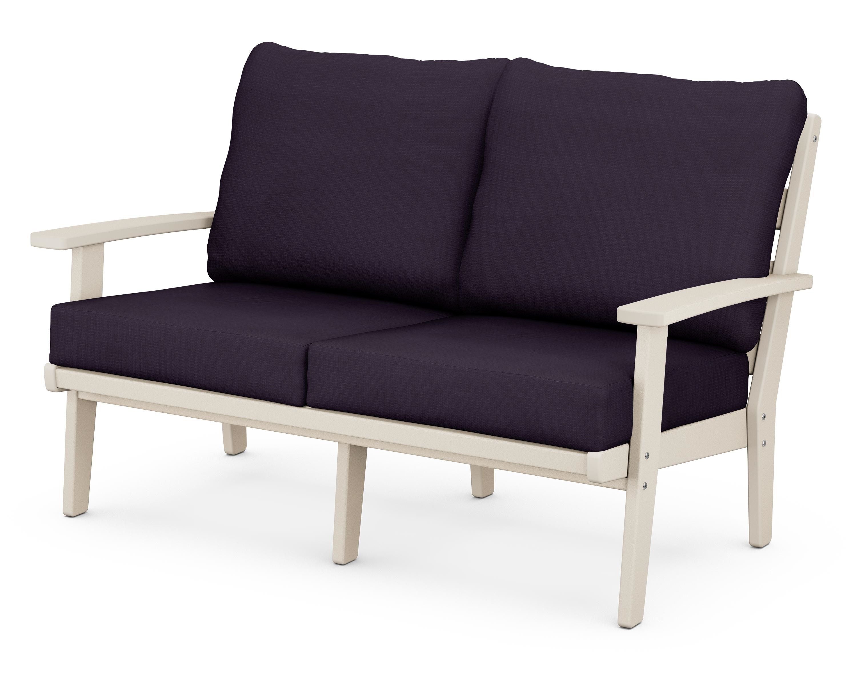 POLYWOOD® Grant Park Deep Seating Loveseat in Sand / Navy Linen