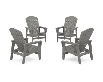 POLYWOOD® 4-Piece Nautical Grand Upright Adirondack Chair Conversation Set in Slate Grey