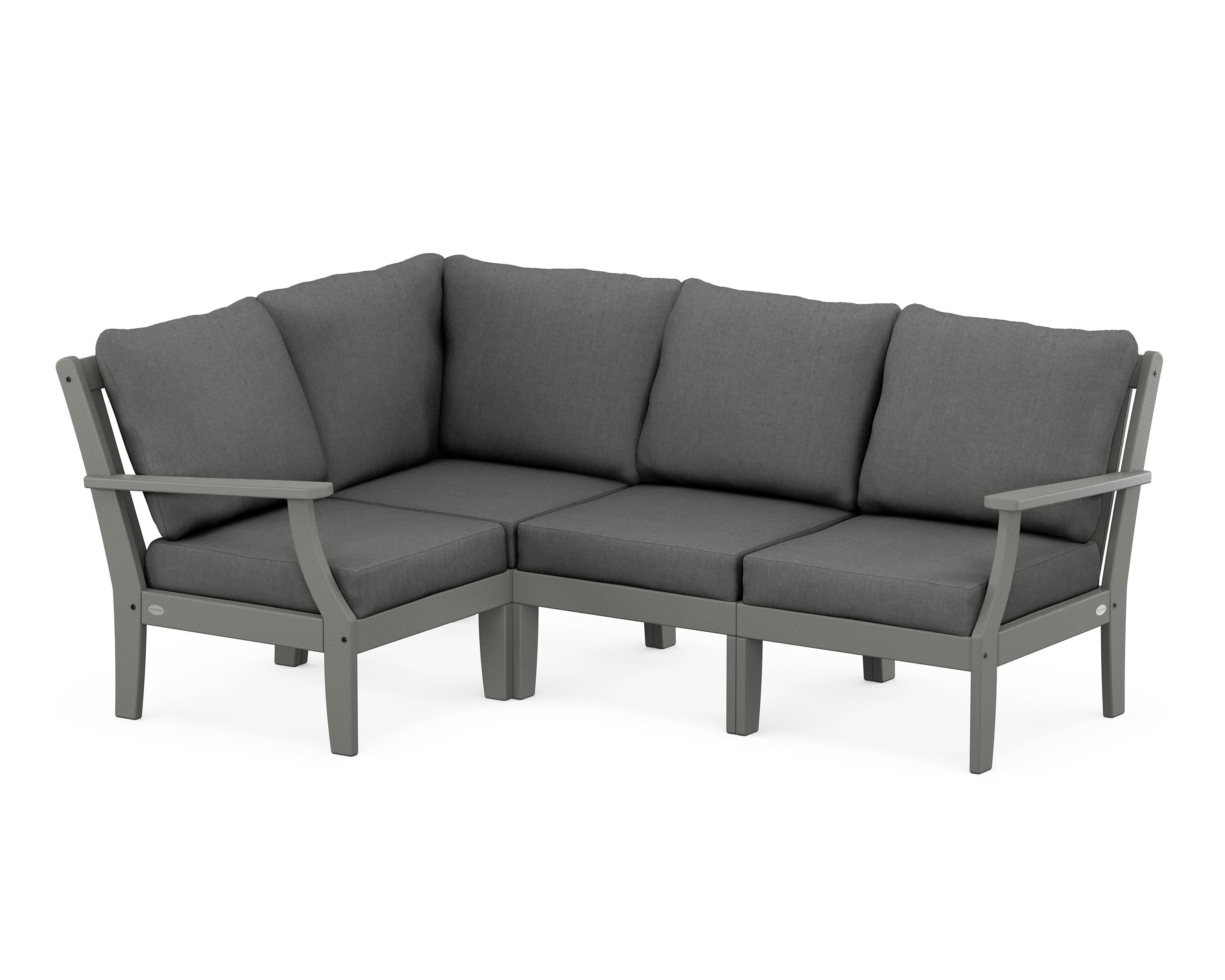 POLYWOOD® Braxton Modular 4-Piece Deep Seating Set in Slate Grey / Spectrum Carbon
