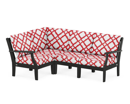 POLYWOOD® Braxton Modular 4-Piece Deep Seating Set in Black / Trellis Crimson