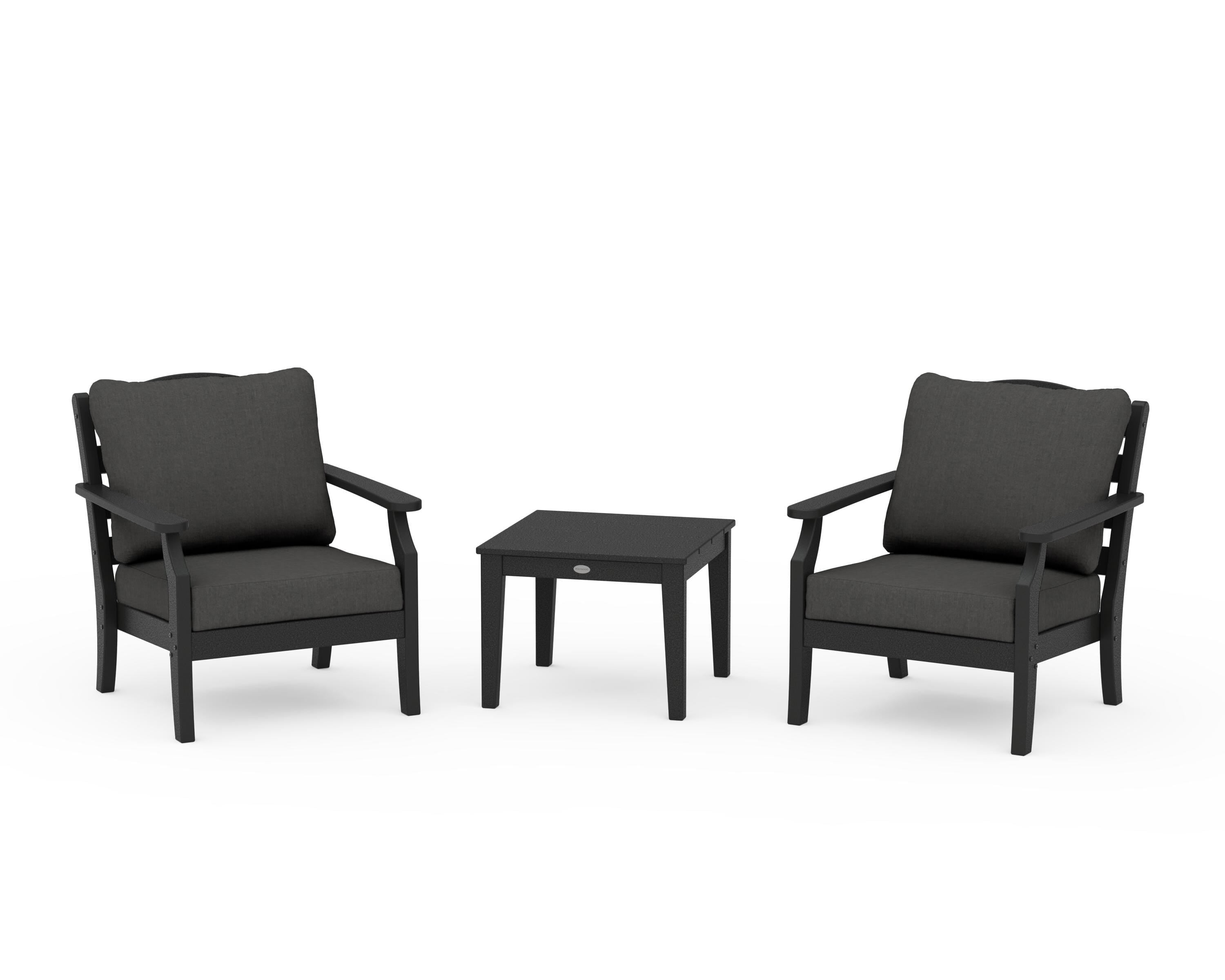 Draper James™ by  POLYWOOD® Savannah 3-Piece Deep Seating Set in Black / Spectrum Carbon