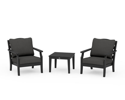 Draper James™ by  POLYWOOD® Savannah 3-Piece Deep Seating Set in Black / Spectrum Carbon