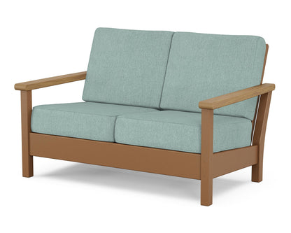 POLYWOOD® Harbour Deep Seating Loveseat in Teak / Natural / Glacier Spa