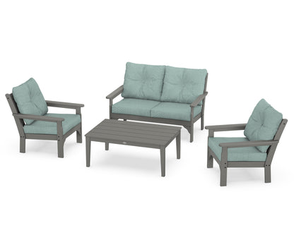 POLYWOOD® Vineyard 4-Piece Deep Seating Set in Slate Grey / Glacier Spa