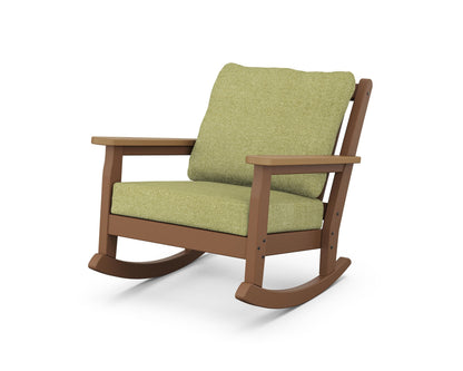 POLYWOOD® Chippendale Deep Seating Rocking Chair in Teak / Natural / Chartreuse Boucle