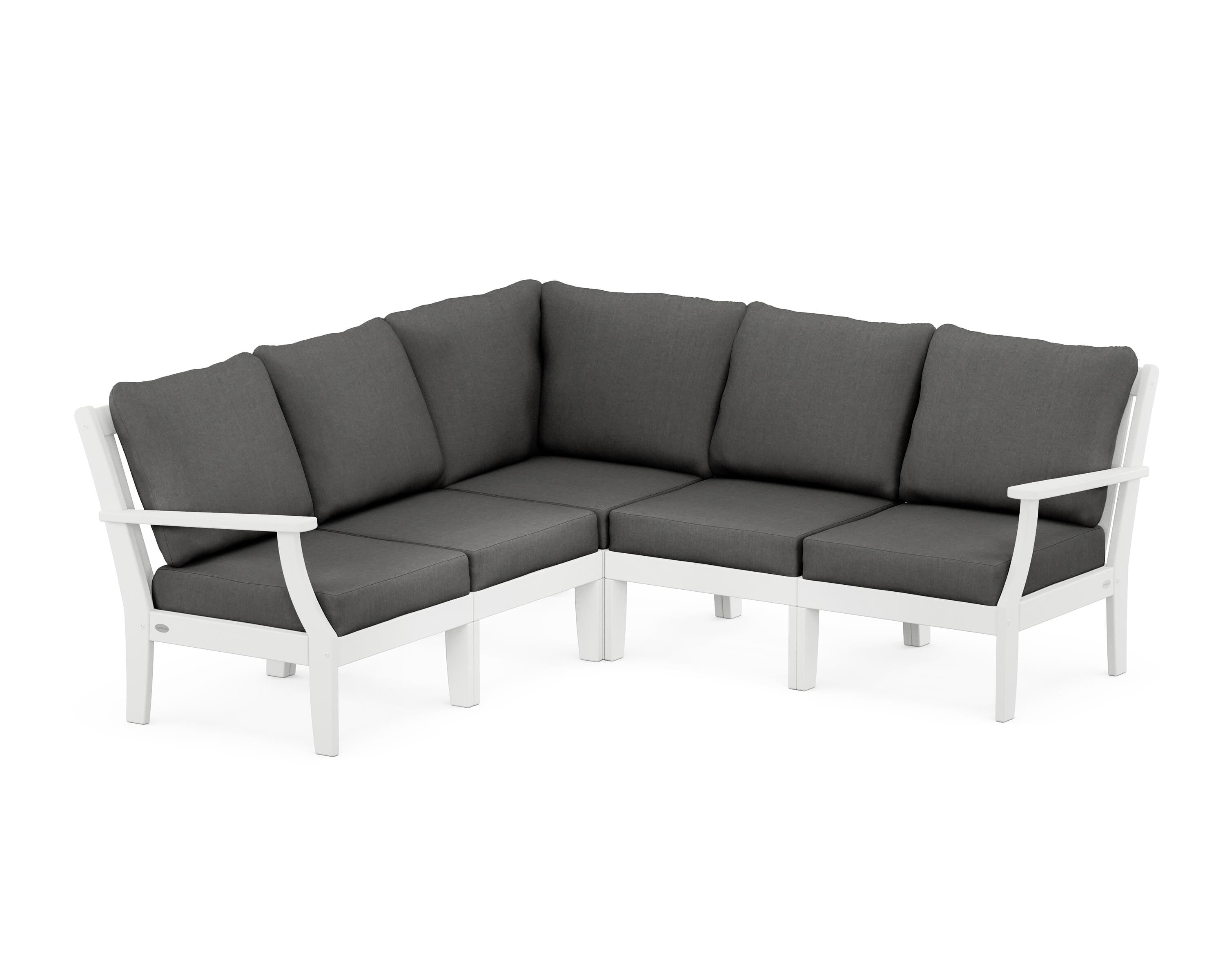 POLYWOOD® Braxton Modular 5-Piece Deep Seating Set in White / Spectrum Carbon