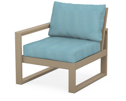 POLYWOOD® EDGE Modular Left Arm Chair in Vintage Sahara / Lattice Sky Blue