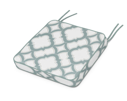 Martha Stewart by POLYWOOD® Chinoiserie Side Chair Seat Cushion in Trellis Glacier Spa