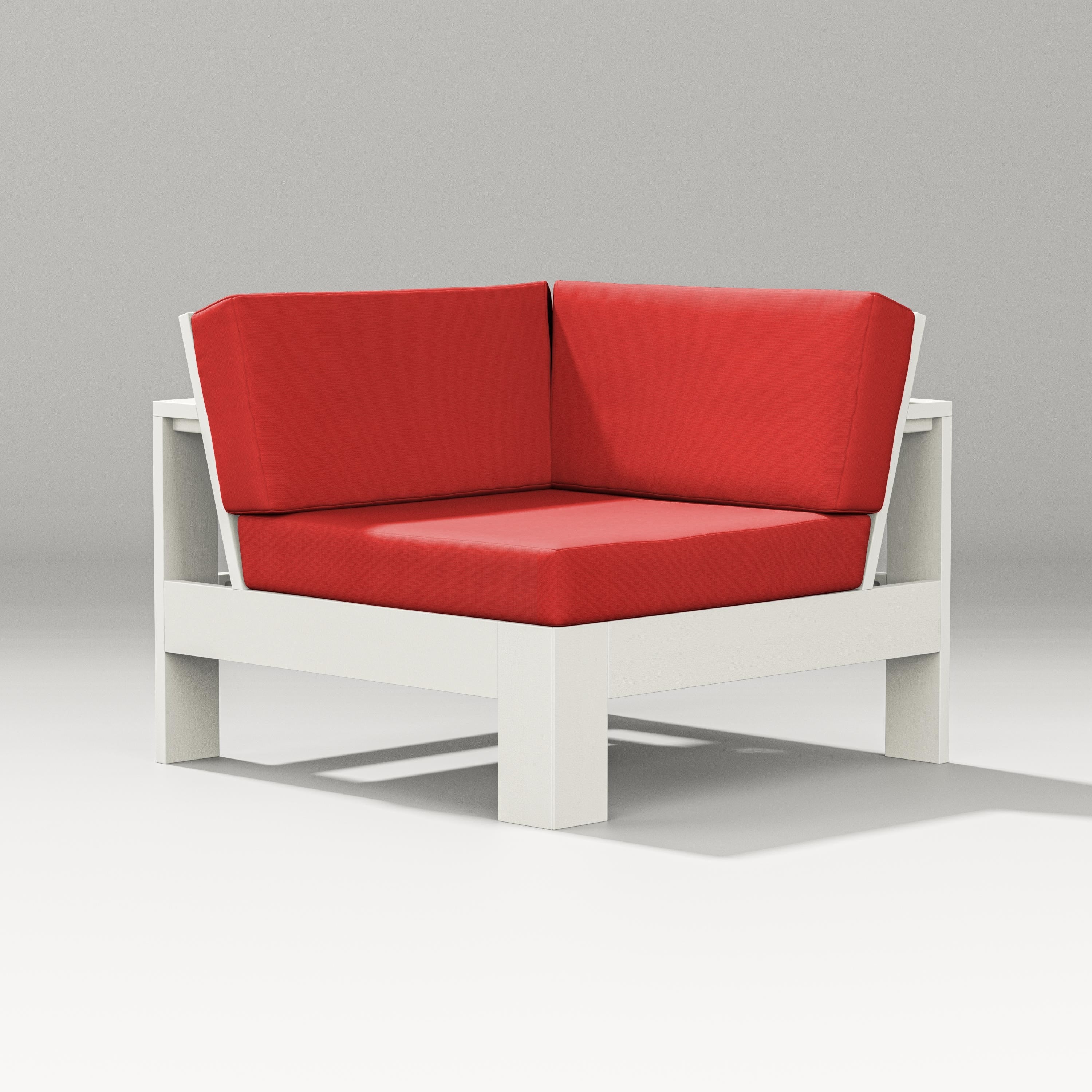 PW Designer Series Latitude Modular Corner Chair in Vintage White / Crimson Linen