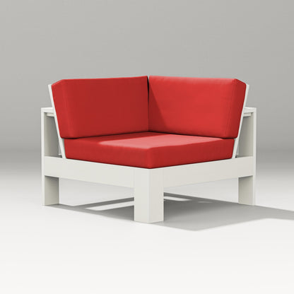 PW Designer Series Latitude Modular Corner Chair in Vintage White / Crimson Linen