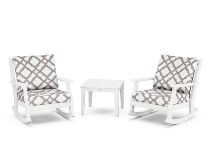Country Living Wovendale 3-Piece Deep Seating Rocker Set in White / Trellis Grey Mist