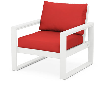POLYWOOD® EDGE Club Chair in White / Crimson Linen