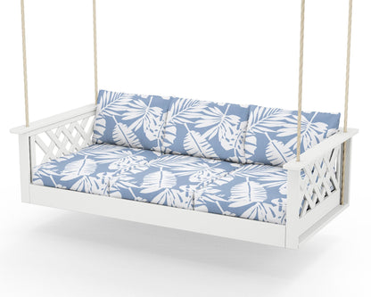 Country Living Wovendale Daybed Swing in White / Leaf Sky Blue