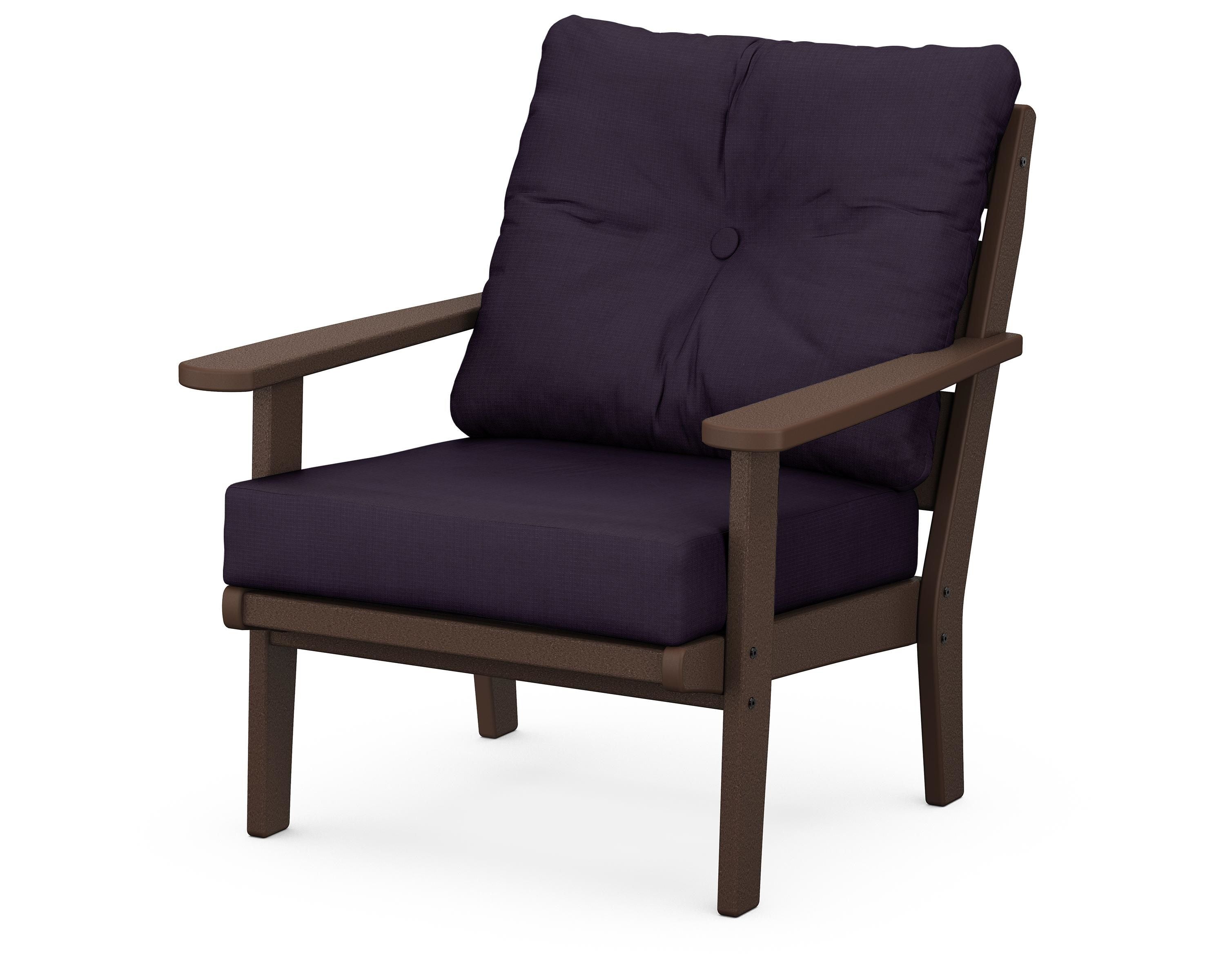 POLYWOOD® Lakeside Deep Seating Chair in Mahogany / Navy Linen