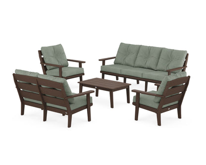 POLYWOOD® Lakeside 5-Piece Lounge Sofa Set in Mahogany / Cast Sage