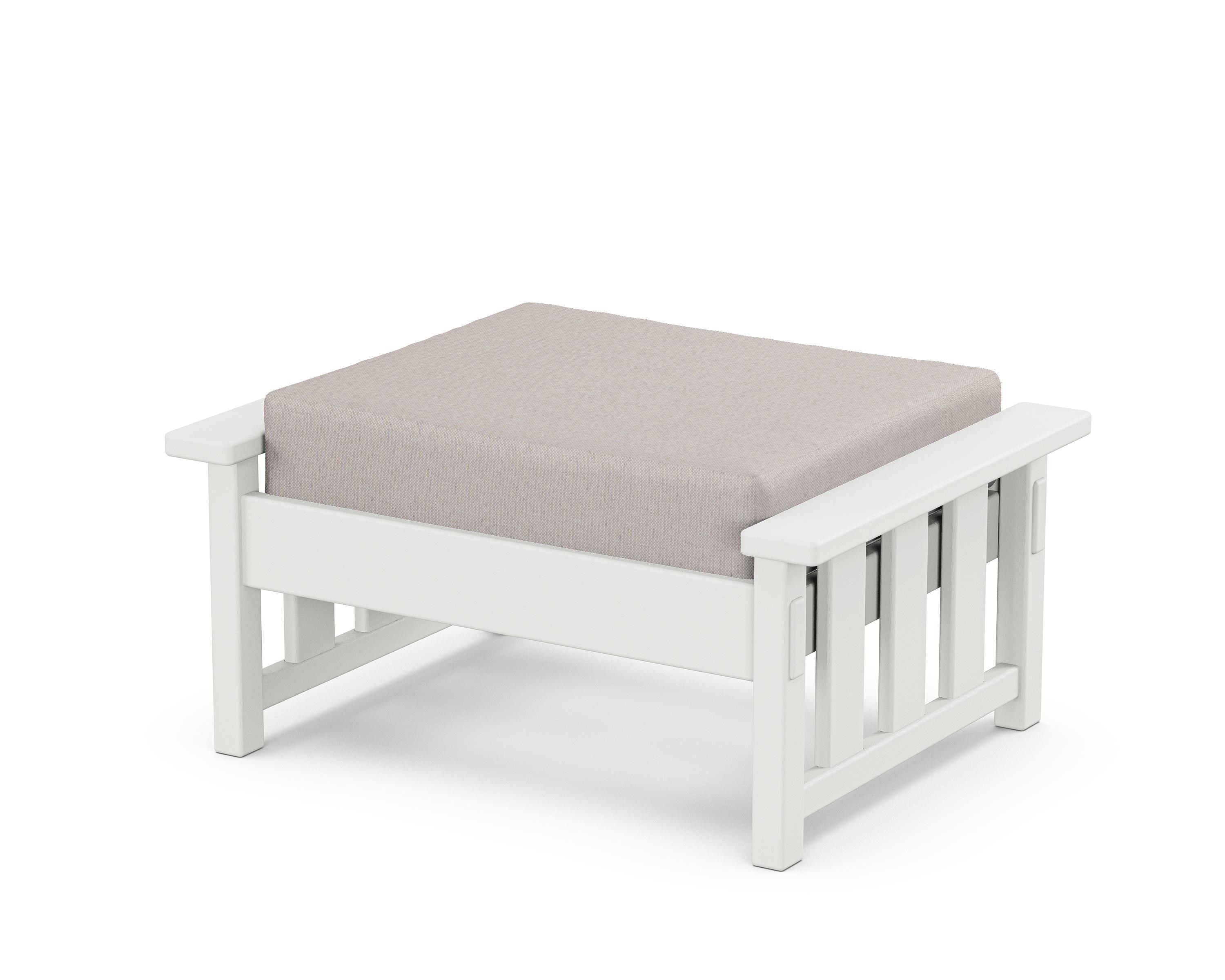 Martha Stewart by POLYWOOD® Acadia Deep Seating Ottoman in White / Dune Burlap