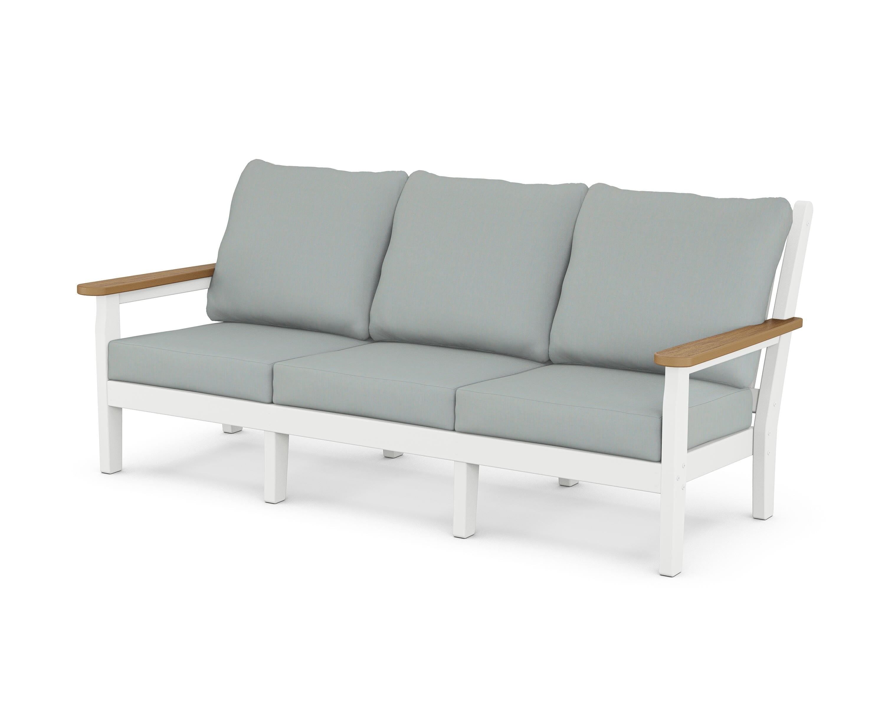 POLYWOOD® Chippendale Deep Seating Sofa in White / Natural / Spa