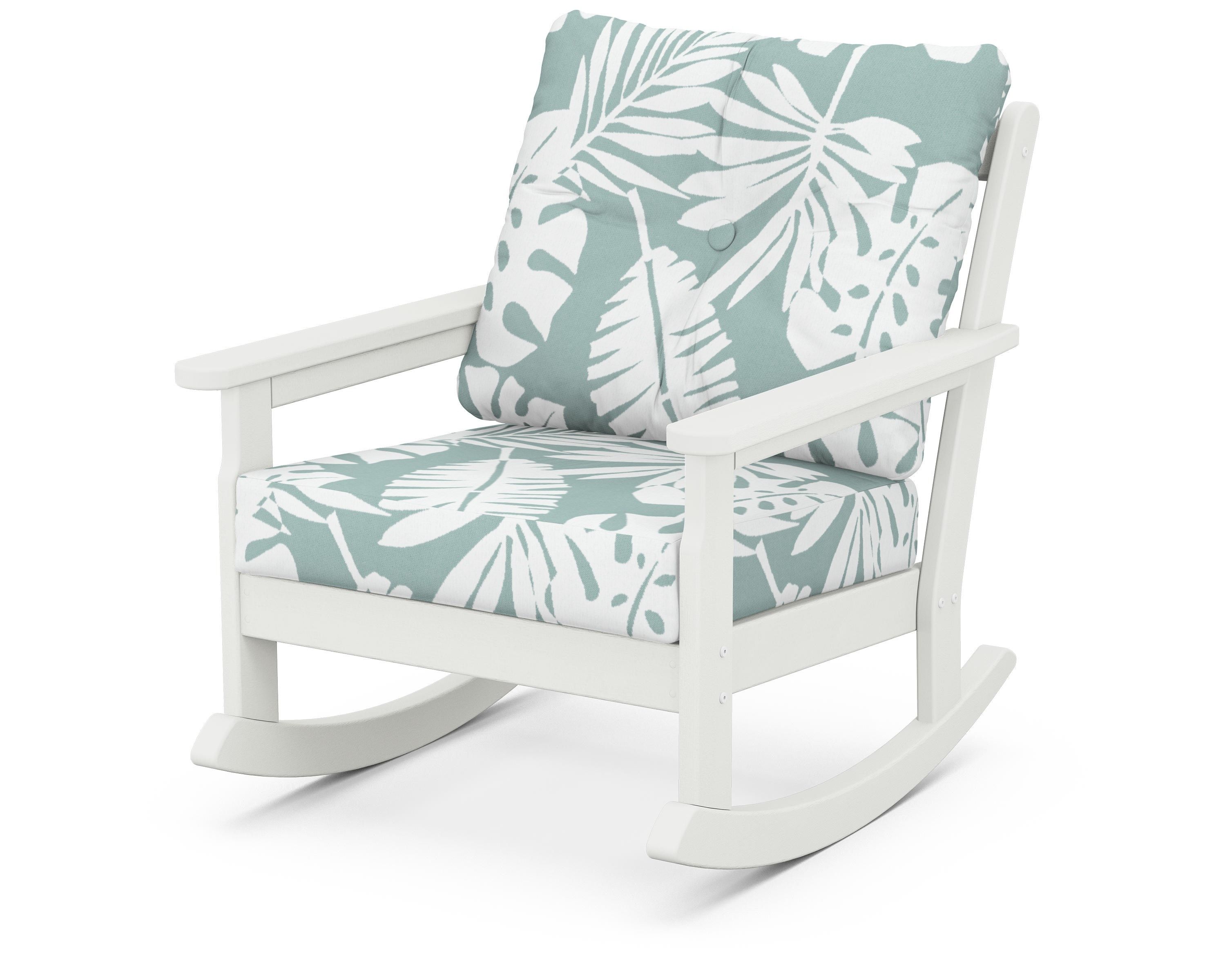 POLYWOOD® Vineyard Deep Seating Rocking Chair in Vintage White / Leaf Glacier Spa