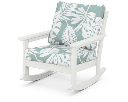 POLYWOOD® Vineyard Deep Seating Rocking Chair in Vintage White / Leaf Glacier Spa