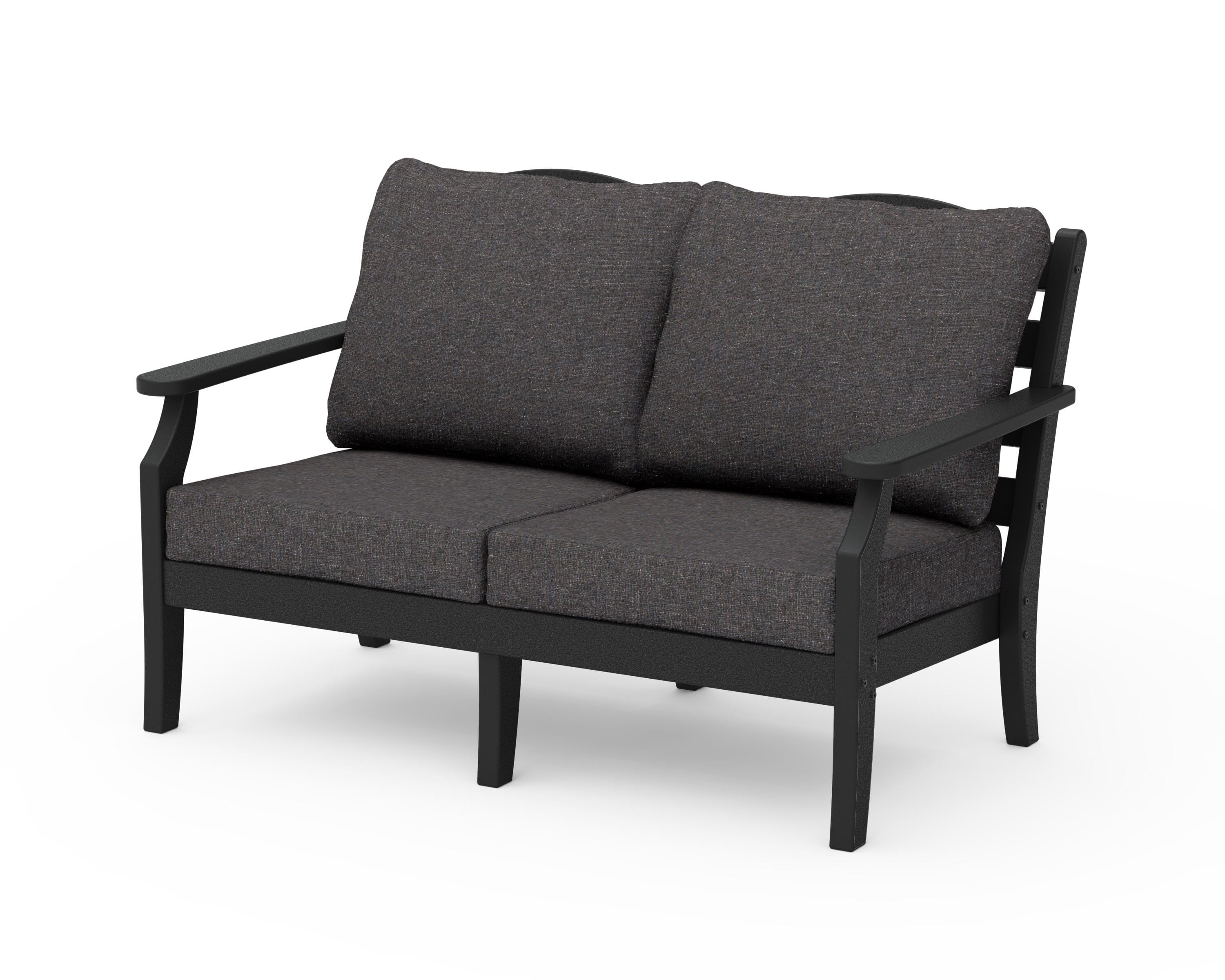 Draper James™ by  POLYWOOD® Savannah Deep Seating Loveseat in Black / Ash Charcoal