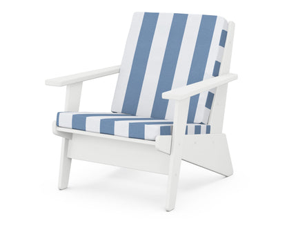 POLYWOOD® Riviera Modern Lounge Chair in White / Cabana Stripe Sky Blue