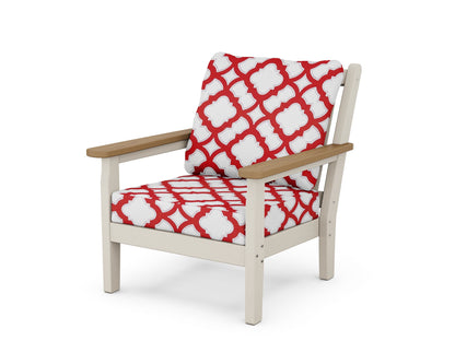 POLYWOOD® Chippendale Deep Seating Chair in Sand / Natural / Trellis Crimson