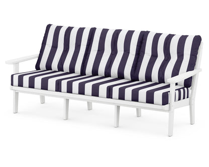 POLYWOOD® Lakeside Deep Seating Sofa in White / Cabana Stripe Navy
