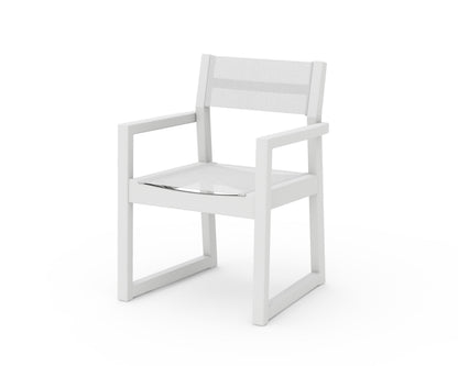 POLYWOOD® EDGE Sling Dining Arm Chair in White / White Sling