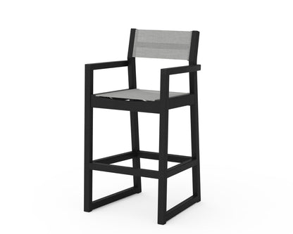 POLYWOOD® EDGE Sling Bar Arm Chair in Black / Metallic Sling