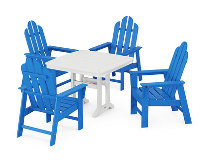 POLYWOOD® Long Island 5-Piece Dining Set with Trestle Legs in Pacific Blue / White