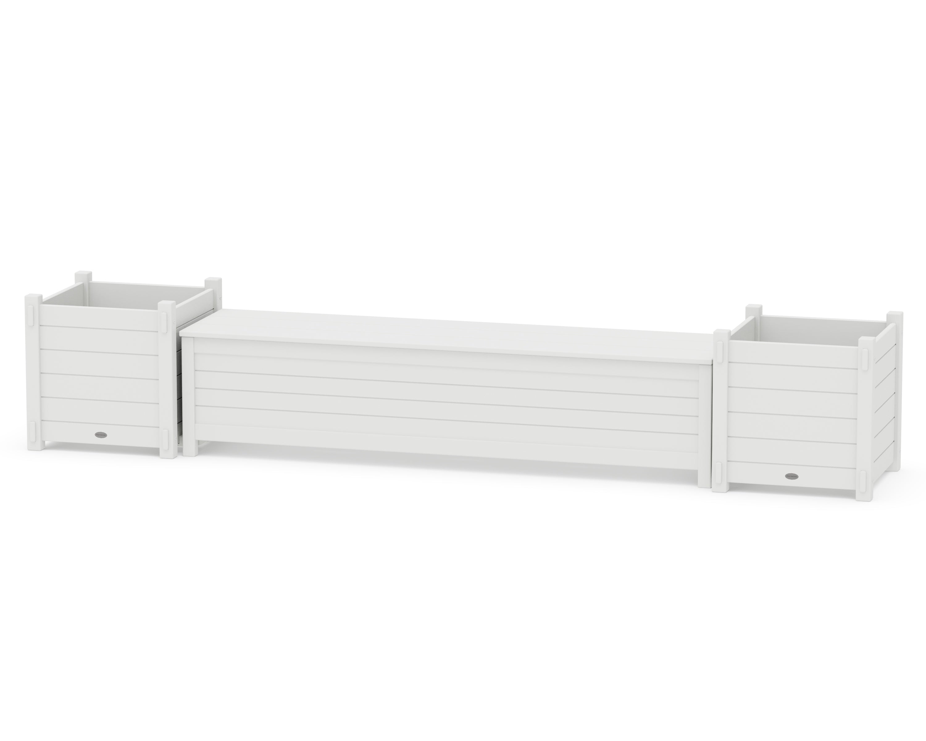 POLYWOOD® 72" Nautical Straight Planter Storage Bench Set- Large in White
