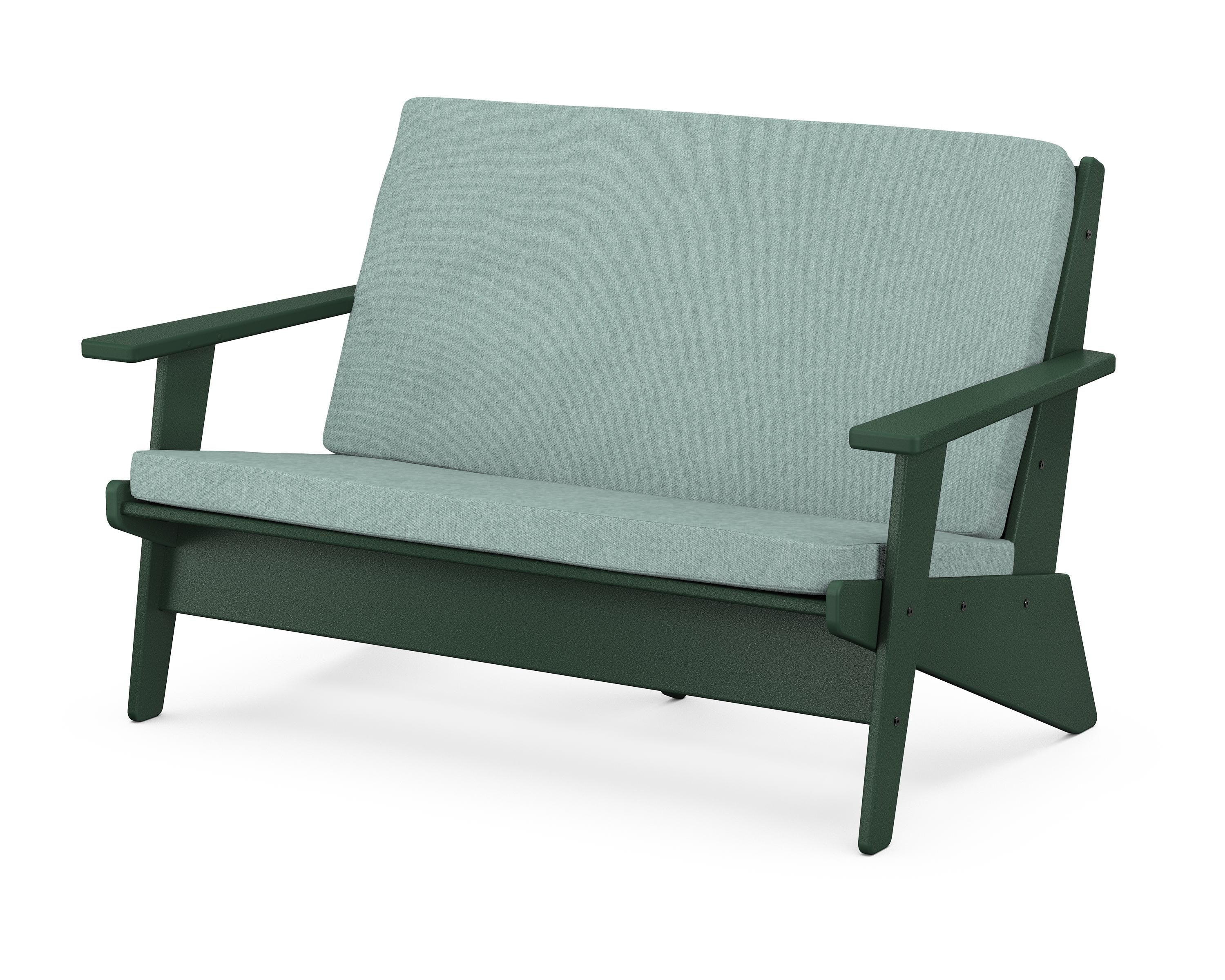 POLYWOOD® Riviera Modern Lounge Loveseat in Green / Glacier Spa