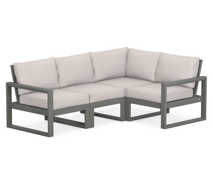 POLYWOOD® EDGE 4-Piece Modular Deep Seating Set in Slate Grey / Dune Burlap