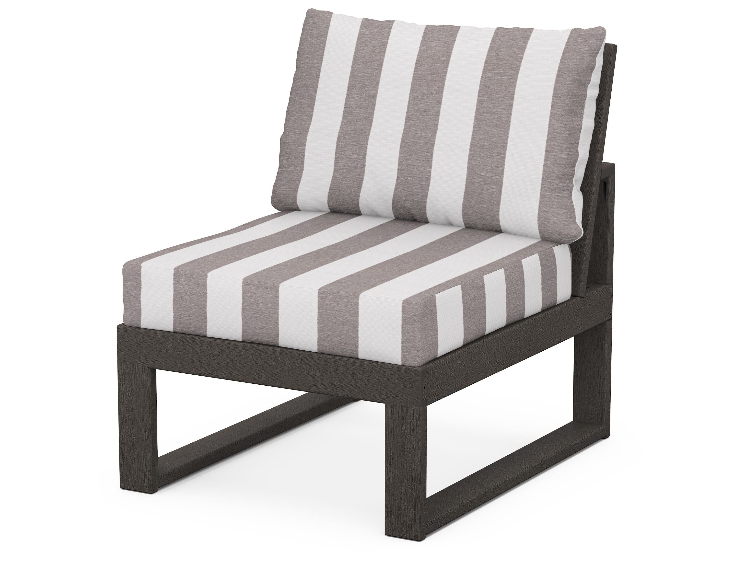 Unbranded Modular Armless Chair in Vintage Coffee / Cabana Stripe Grey Mist