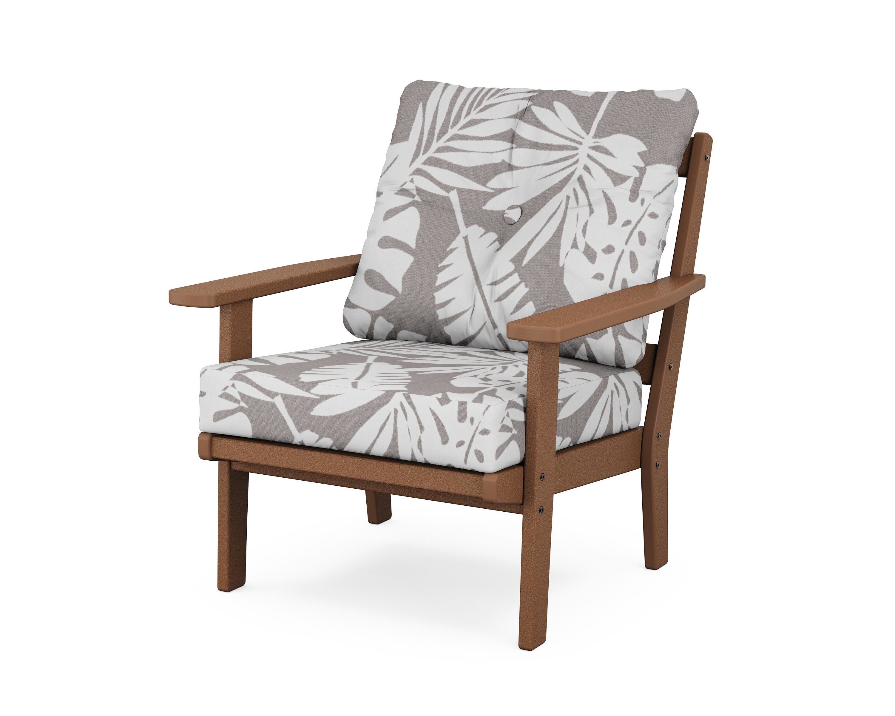 POLYWOOD® Oxford Deep Seating Chair in Teak / Leaf Grey Mist