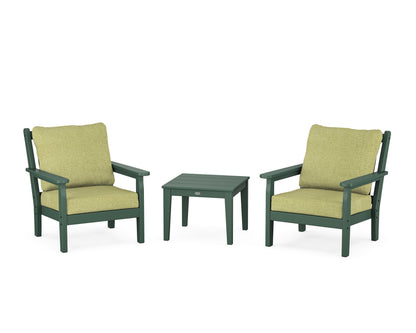 POLYWOOD® Chippendale 3-Piece Deep Seating Set in Green / Chartreuse Boucle