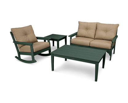 POLYWOOD® Vineyard 4-Piece Deep Seating Rocker Set in Green / Sesame