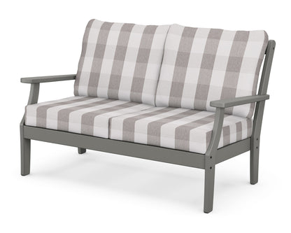 POLYWOOD® Braxton Deep Seating Loveseat in Slate Grey / Buffalo Plaid Grey Mist