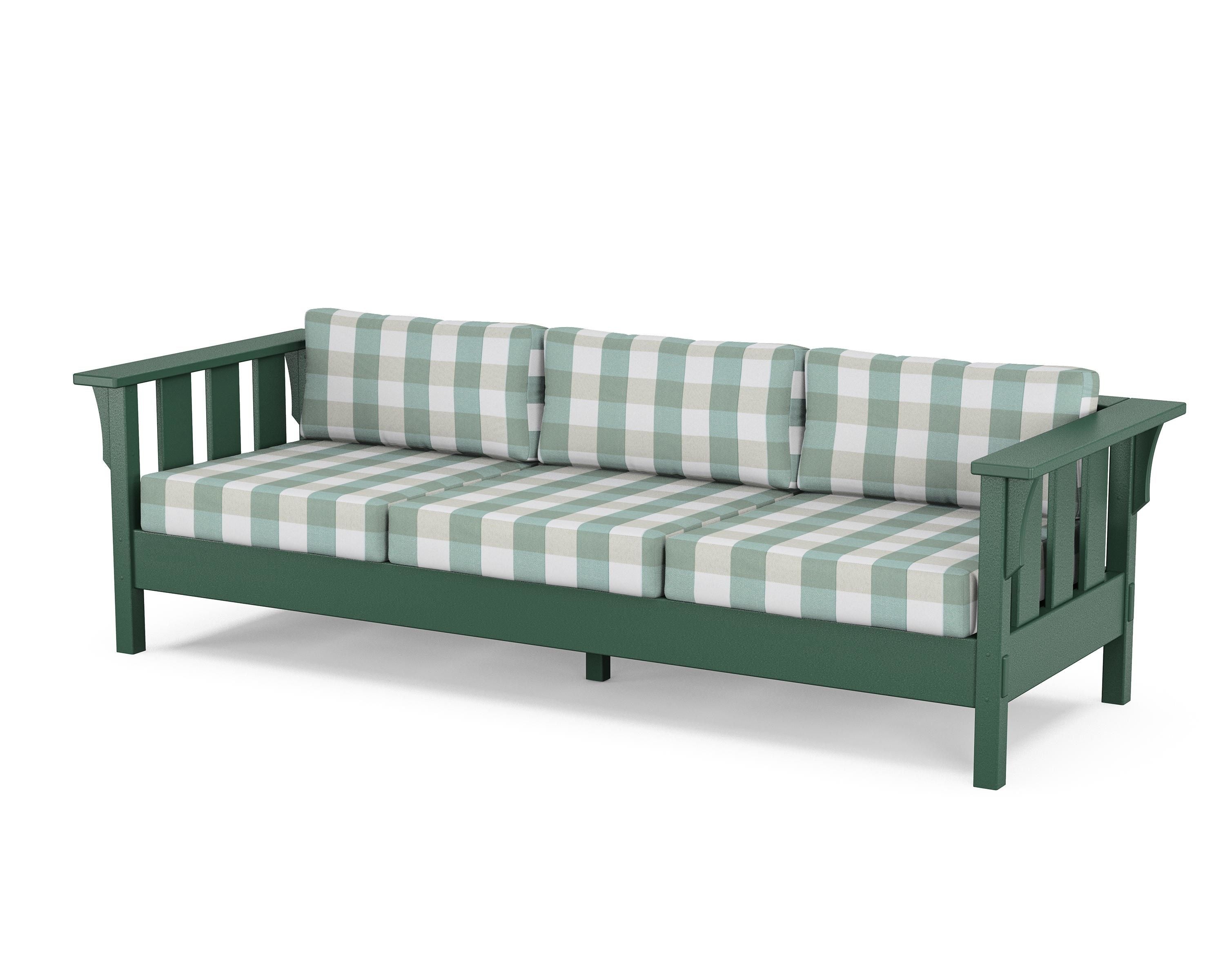 Martha Stewart by POLYWOOD® Acadia Deep Seating Sofa in Green / Buffalo Plaid Glacier Spa
