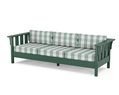 Martha Stewart by POLYWOOD® Acadia Deep Seating Sofa in Green / Buffalo Plaid Glacier Spa